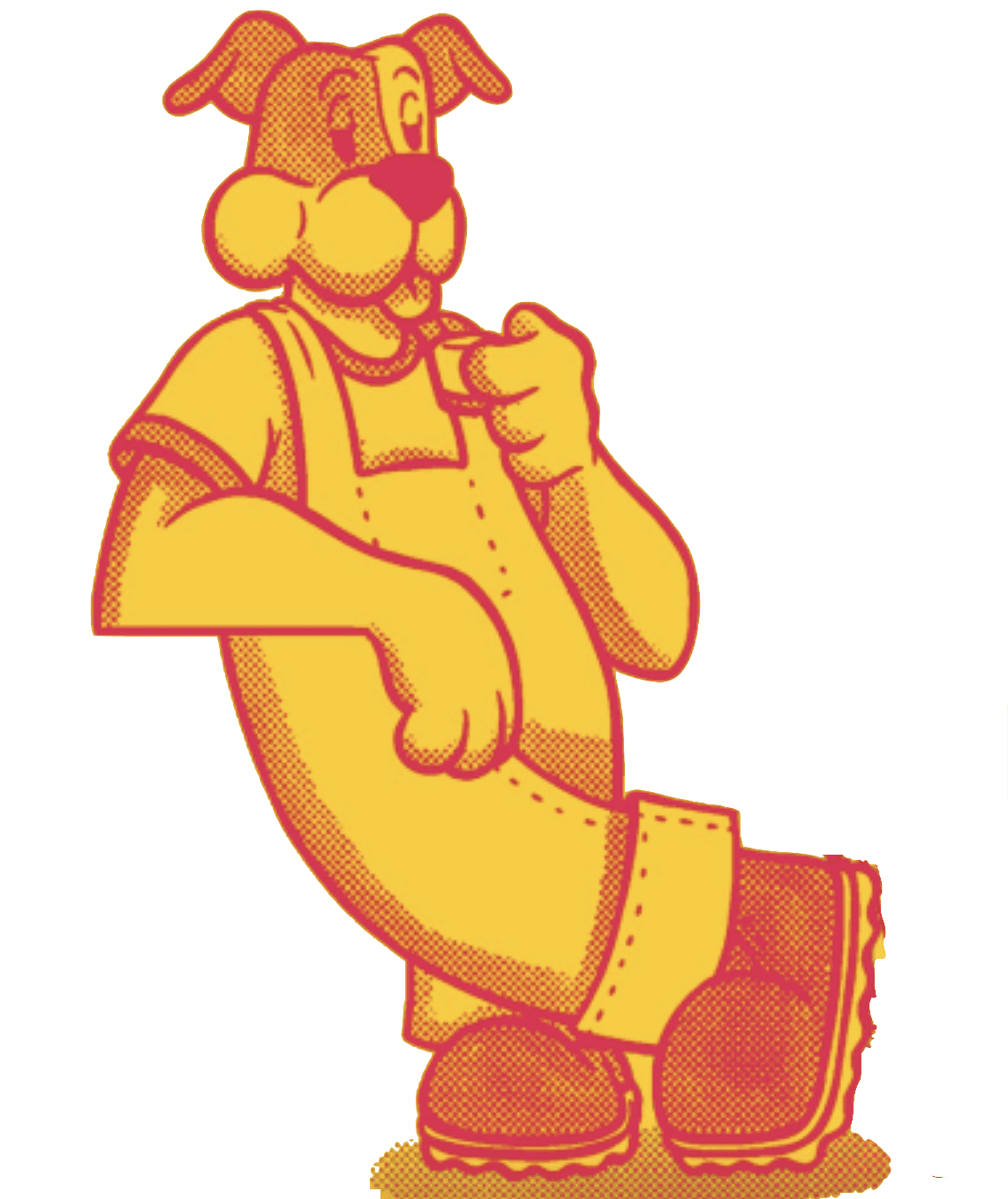 Dog drinking next to IN