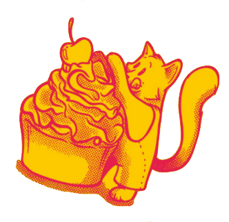 Cat enjoying a treat at Cha & Zak's